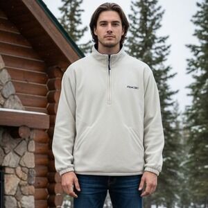 Reebok Reversible Jacket‎ Mens Size XL Blue White Fleece Lined Pullover Cotton